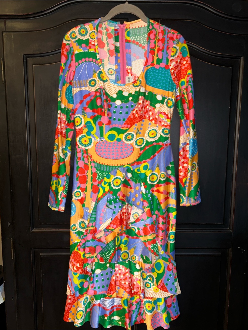 Robert David Morton Vibrant Multicolor Floral-Print Dress VINTAGE RARE